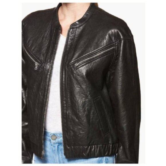 New with Tags -Paige "GIANNA" Leather Biker Jacket, color Black, size Medium - Picture 10 of 11